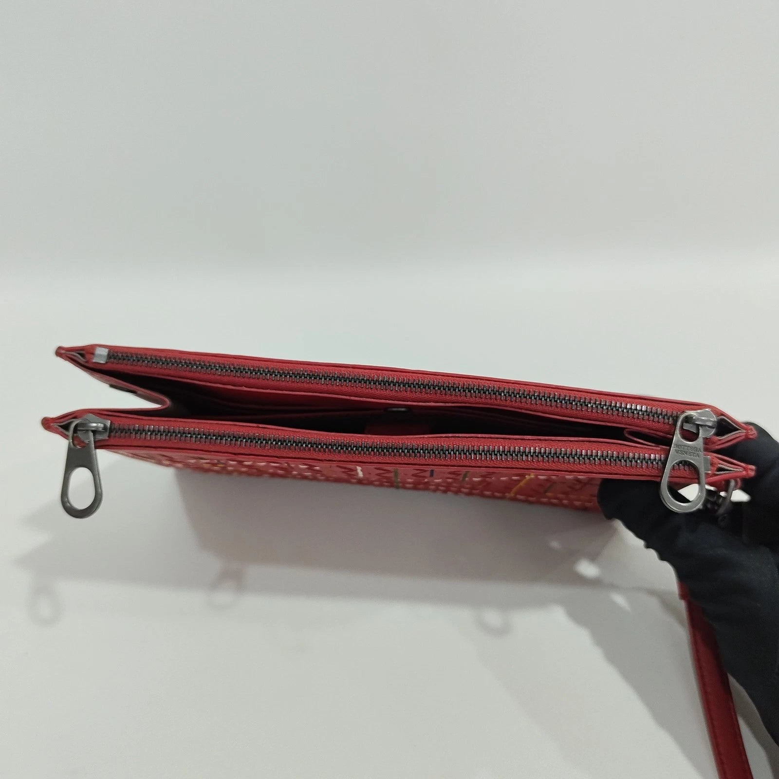 Bottega Veneta Red Woven Leather Clutch For Women