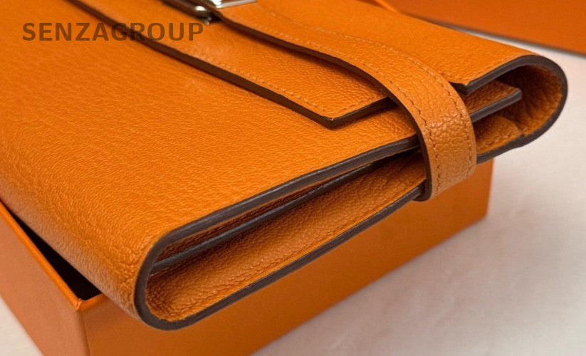 Hermes Kelly Long Wallet 2Way Shoulder Bag Crossbody Orange Gold Women Classic