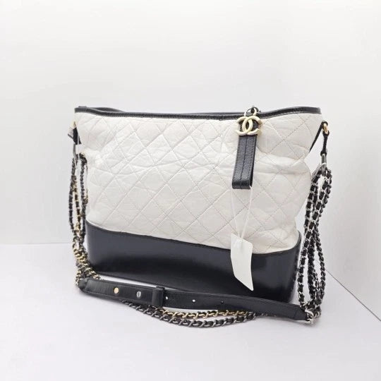 Authentic CHANEL Black White Large Gabrielle Hobo Bag For Women