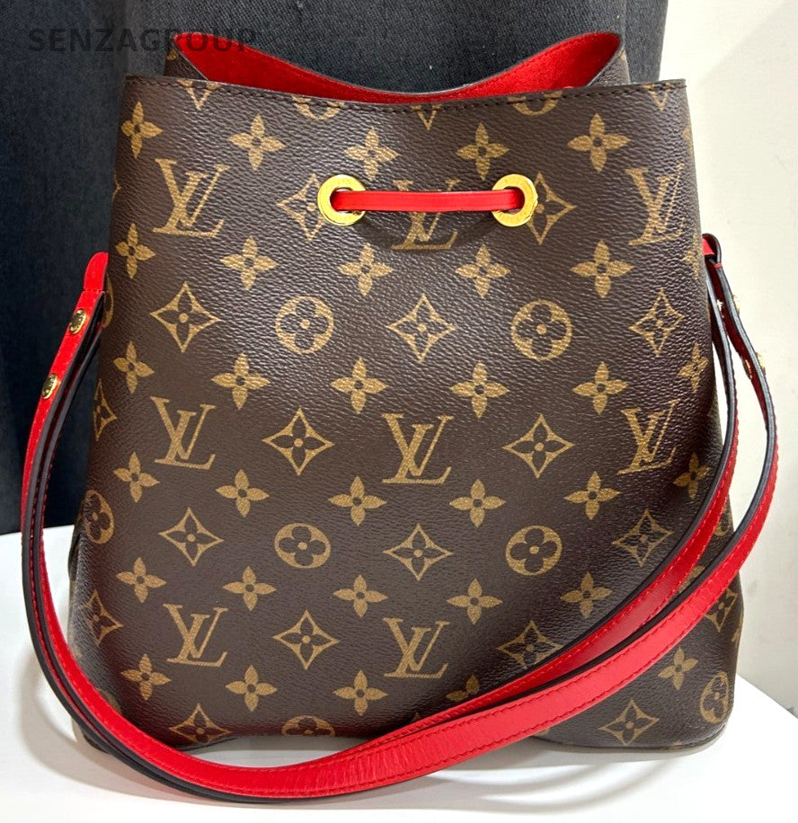 LOUIS VUITTON NeoNoe Monogram Bucket Drawstring Shoulder bag Women Red Crossbody