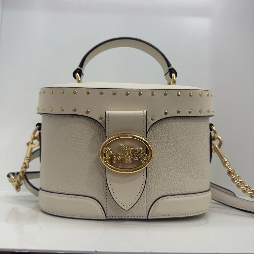 Coach Georgie 20 White Rivet Leather Box Handbag Shoulder Crossbody Women