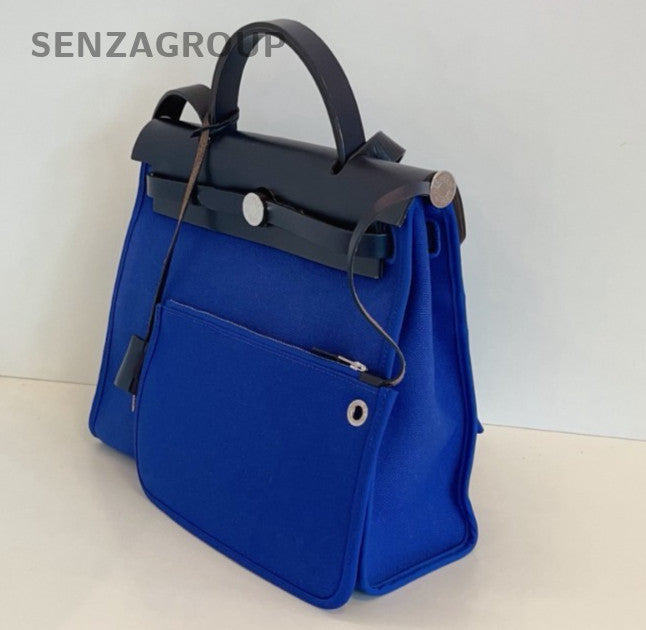 Hermes Herbag31 Shoulder Bag Crossbody Blue Silver Unisex Adults Classic Fashion