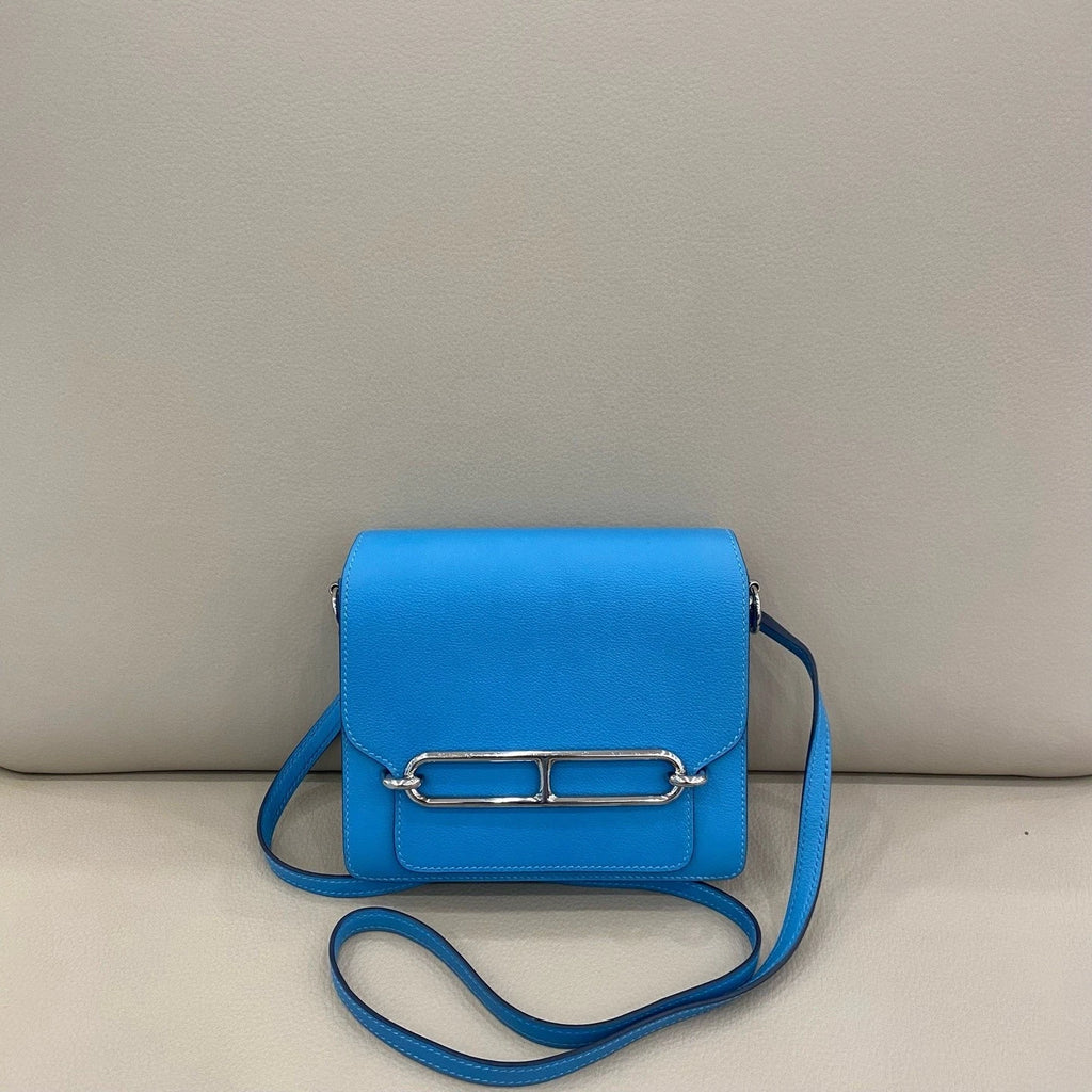 Hermes Roulis19 Women Blue Leather Shoulder Crossbody Bag