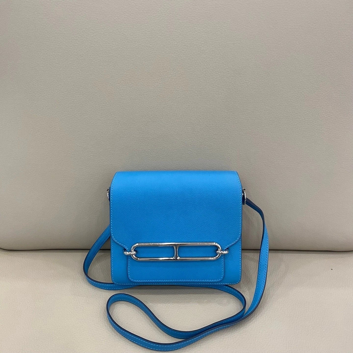 Hermes Roulis19 Women Blue Leather Shoulder Crossbody Bag
