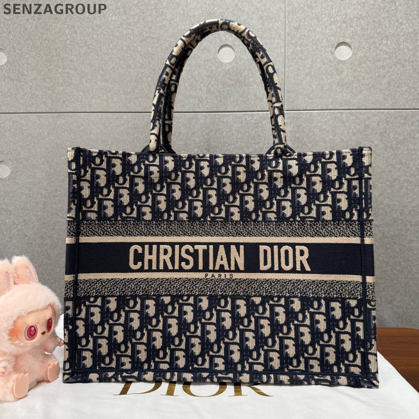 Dior Oblique Tote Medium Blue White Handbag Classic Women