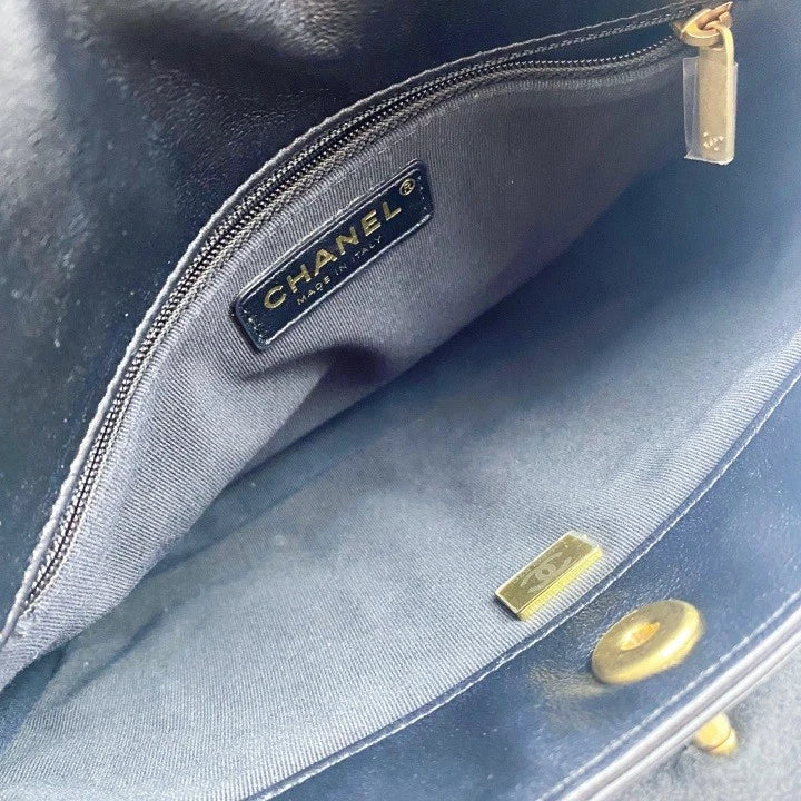 CHANEL 24P Black Calfskin Hobo Mini Messenger Bag For Women