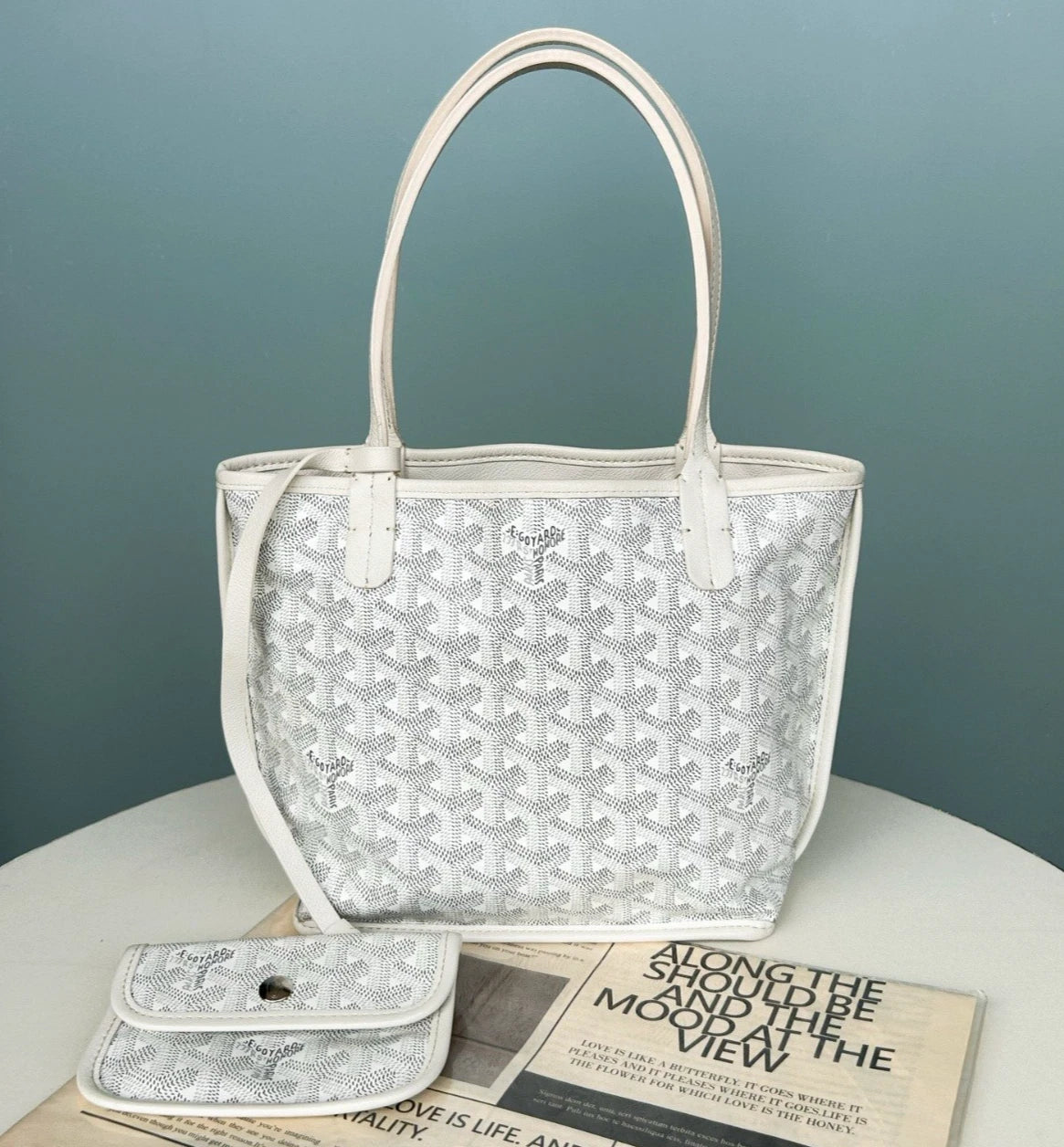Goyard Monogram Tote Mini Shoulder Bag White Women Fashion