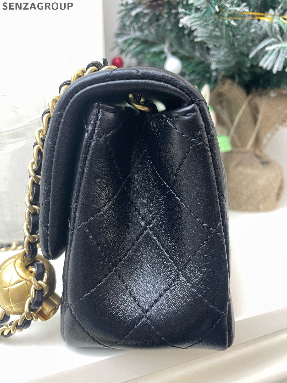 Chanel Classic Flap Black Gold Quilted Lambskin Chain Shoulder Bag