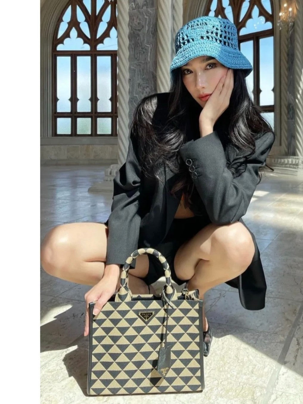 PRADA Symbole Embroidery tote Small 2WAY Shoulder bag