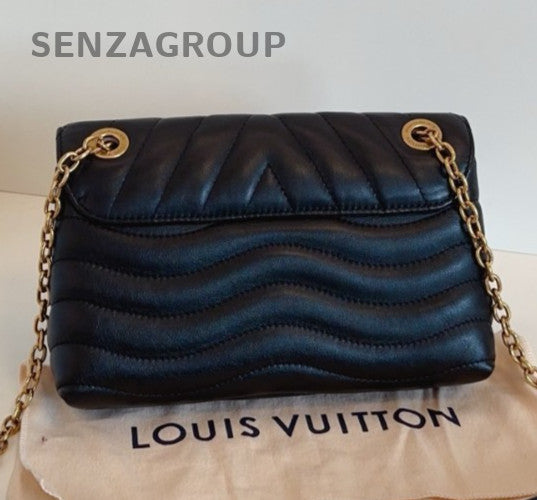 Louis Vuitton New wave Chain Black Gold Shoulder Bag Used Women Classic