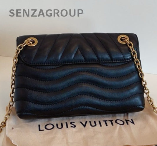 Louis Vuitton New wave Chain Black Gold Shoulder Bag Used Women Classic