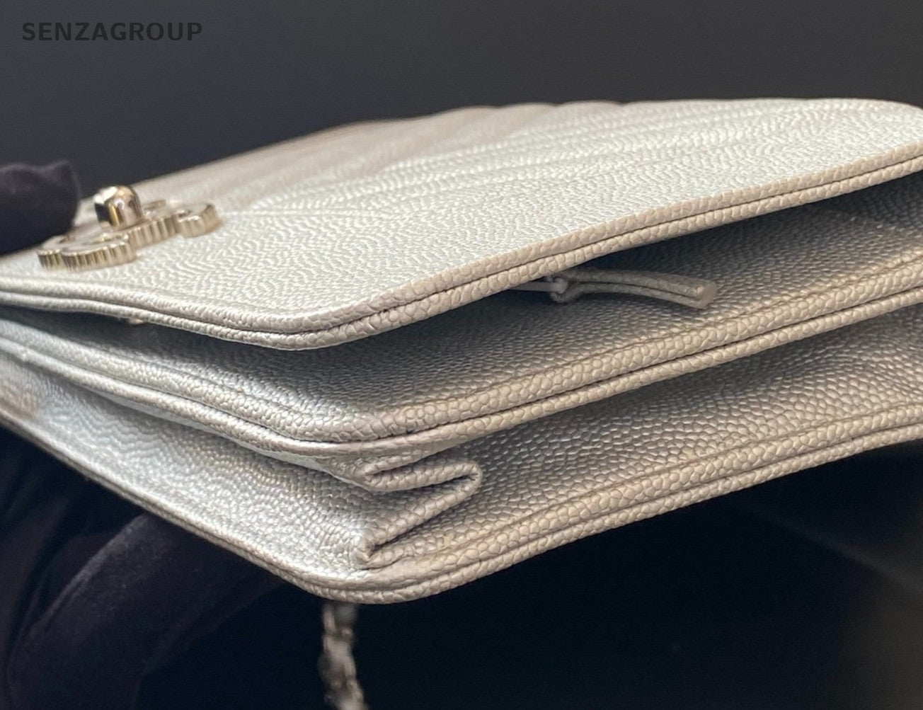 Chanel WOC Chain Lambskin Shoulder Bag Crossbody Silver Women Classic Designer