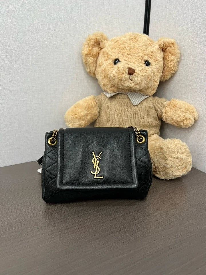 YSL Saint Laurent Black Gold Nolita Women's Crossbody Shoulder Bag