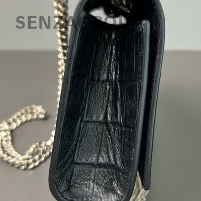 Saint Laurent Black Silver Tassel Chain Shoulder Crossbody Bag Women Classic