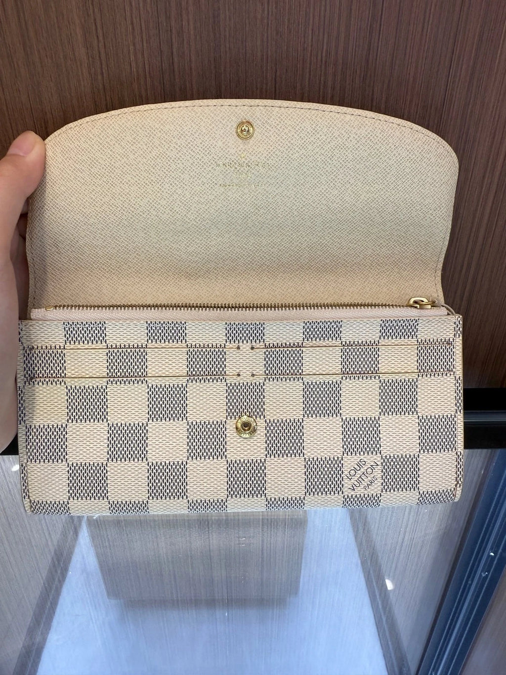 Louis Vuitton White Damier Canvas Long Flap Wallet For Women