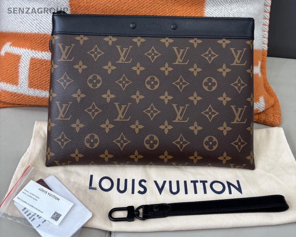 Louis Vuitton Pochette To-go Monogram Clutch Handbag Brown Chip Version