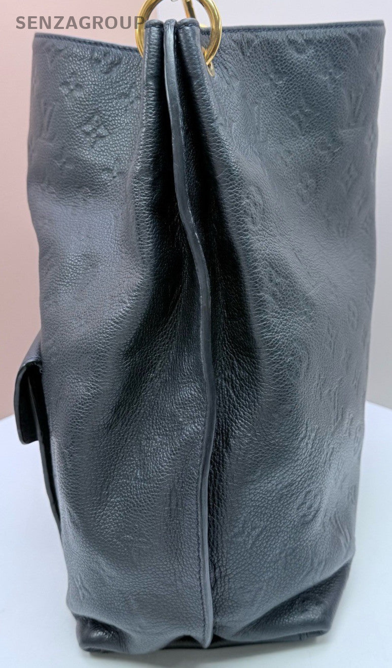 Louis Vuitton Monogram Tote Shoulder Bag Black Gold Women Classic
