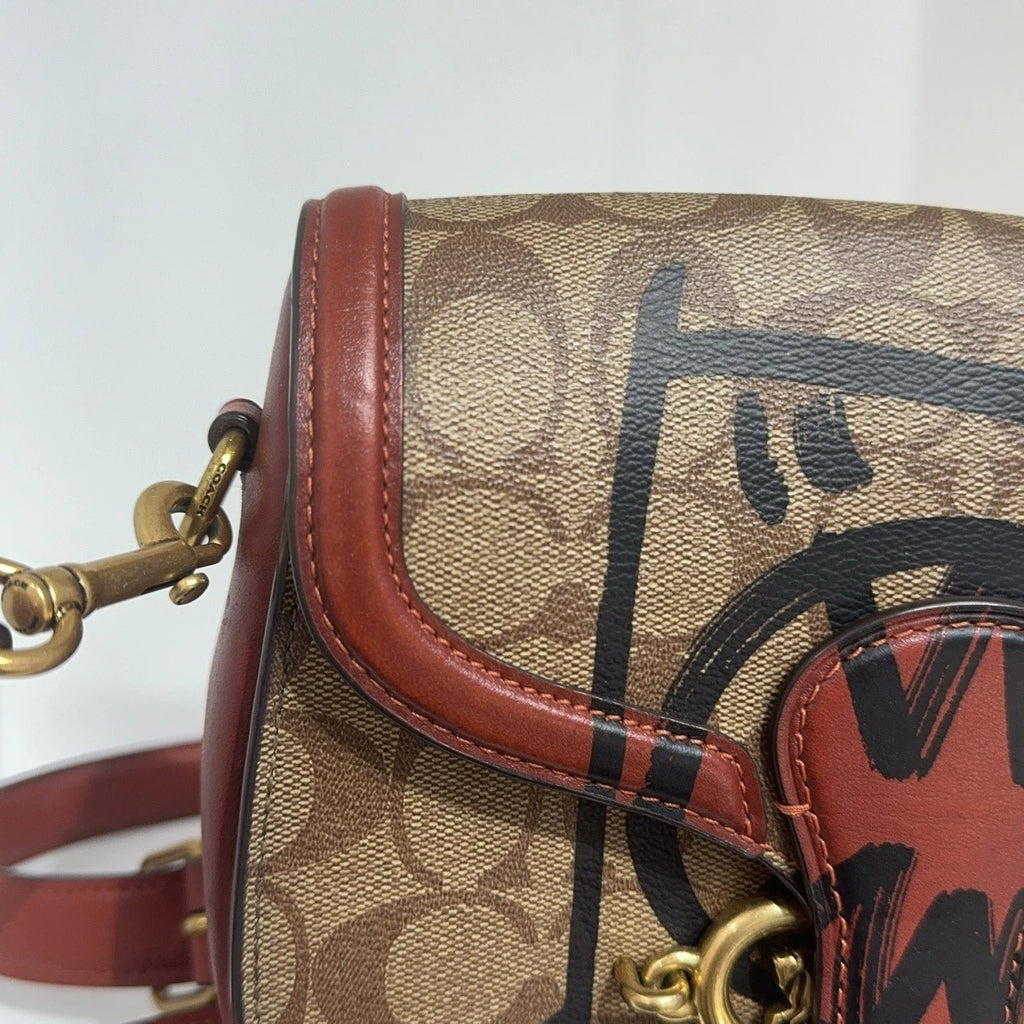 COACH Jade Monogram Canvas Leather Monster Print Crossbody Women