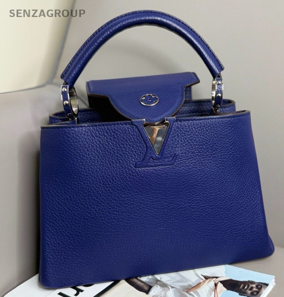 Louis Vuitton Capuciness BB Top Handle Bag Blue Silver Women Classic