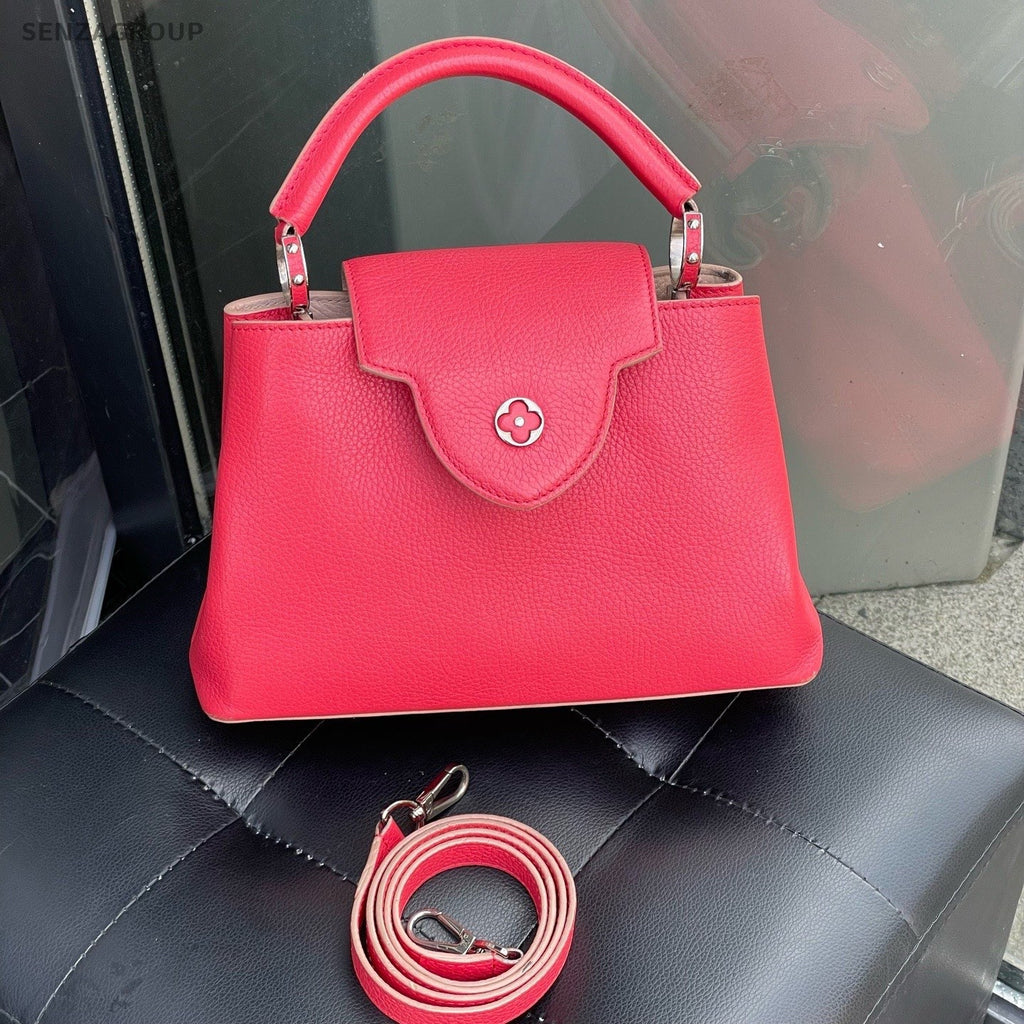 Louis Vuitton Capucines PM Top Handle 2way Shoulder Handbag Red Women