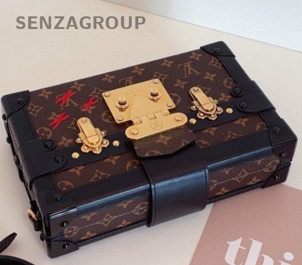 Louis Vuitton Petite Malle Monogram Box Shoulder Bag Crossbody Brown Women