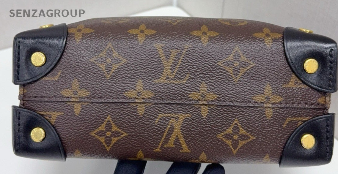 Louis Vuitton Petite Malle Monogram Top Handle Shoulder Crossbody Bag Brown