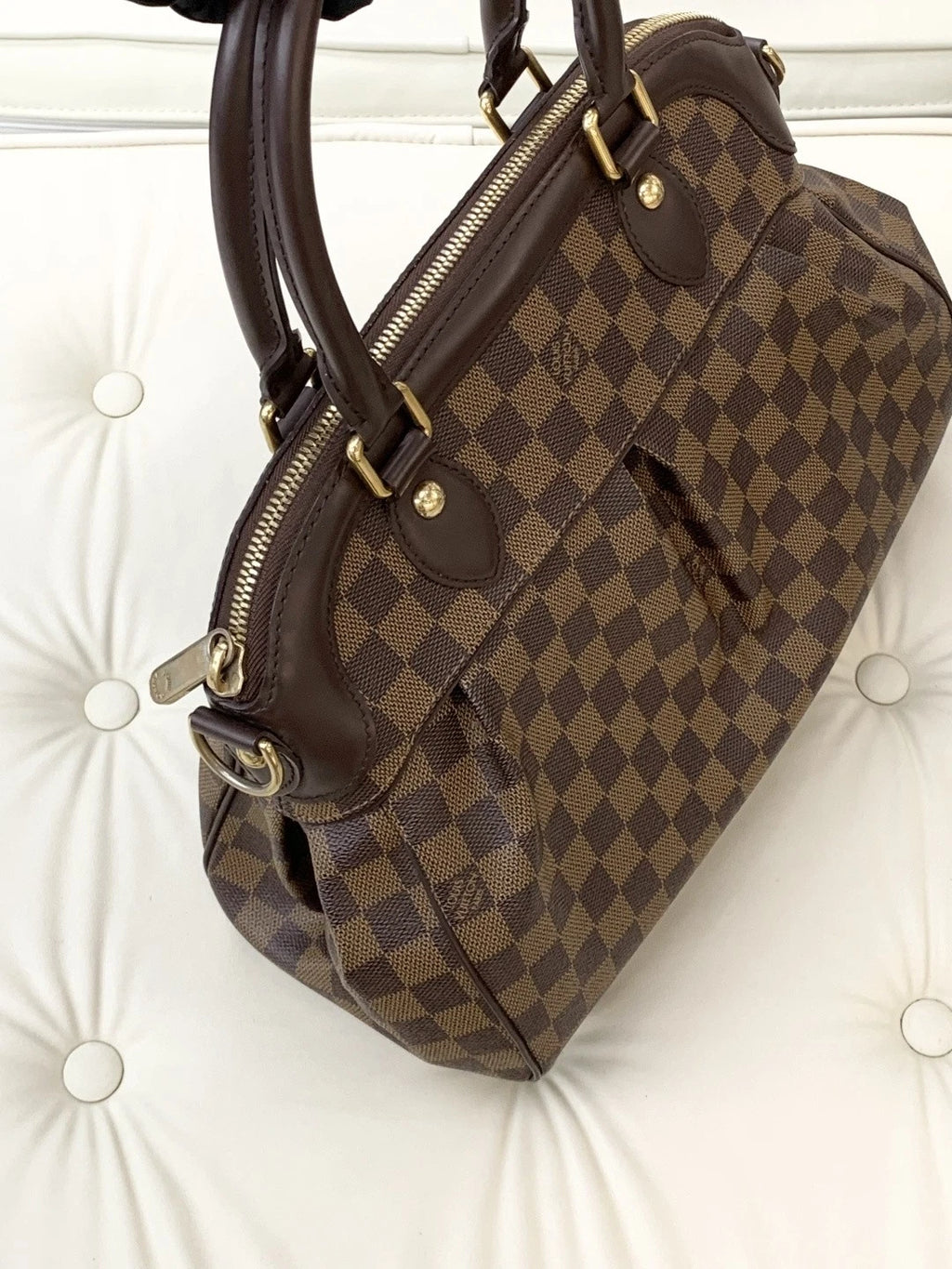 Louis Vuitton Trevi MM Damier Ebene Top Handle Bag Crossbody Women Classic S