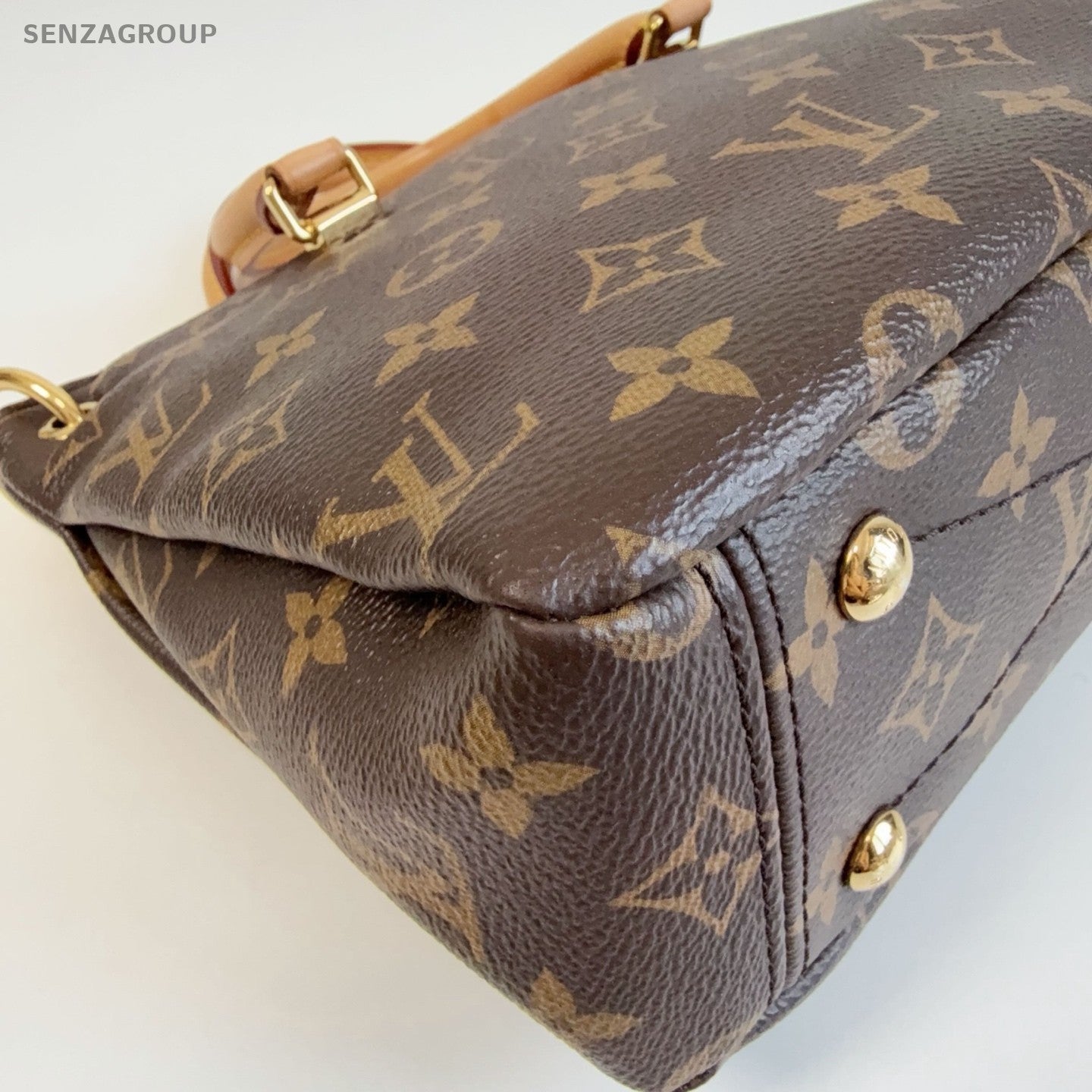 Louis Vuitton Pallas BB Monogram Top Handle Bag Crossbody Brown Gold Women