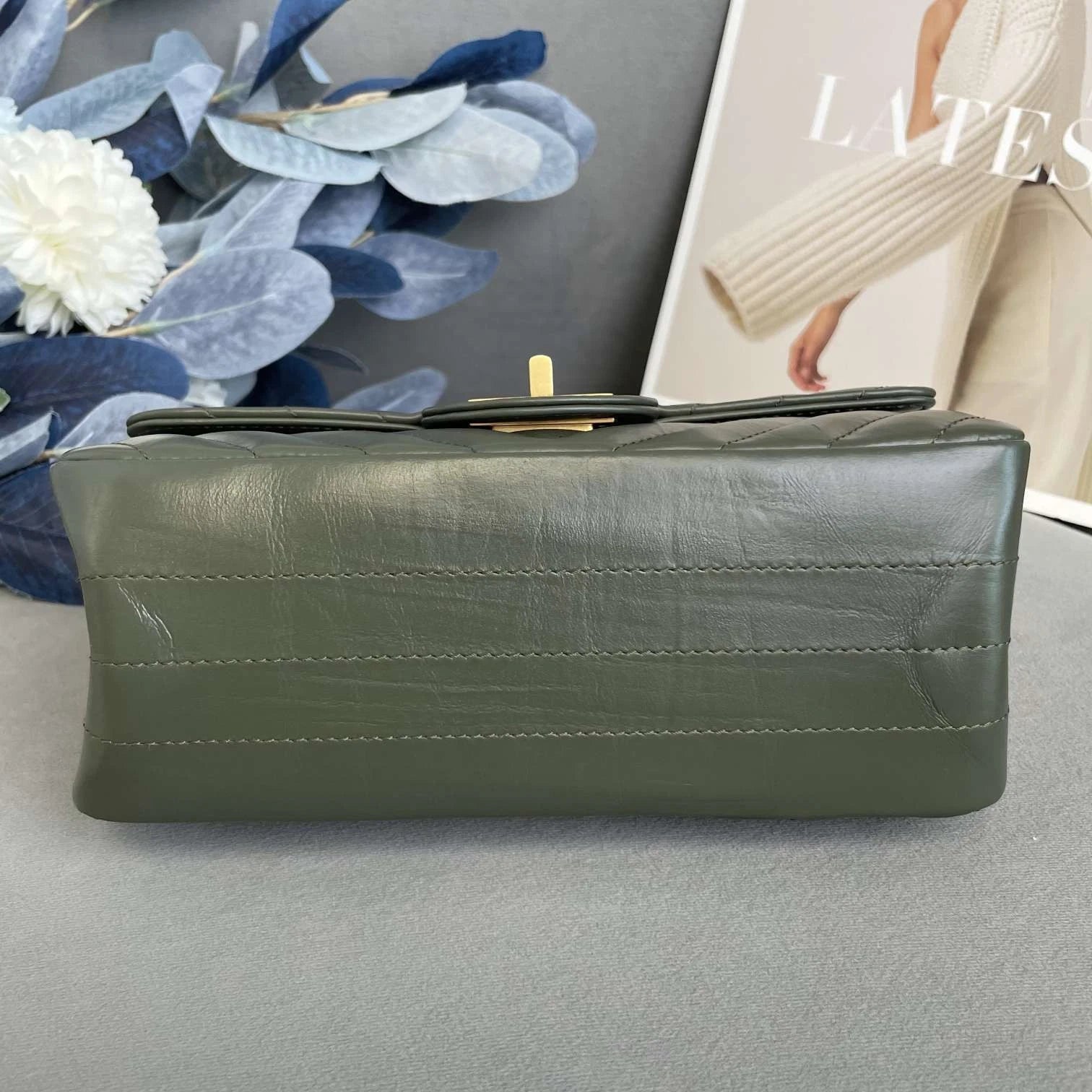 CHANEL 2.55 Mini Cuba Green Calfskin Shoulder Bag For Women