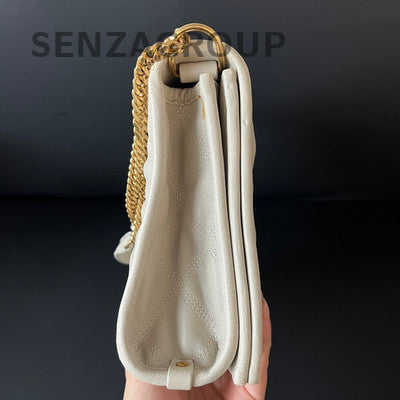 Saint Laurent Becky Medium Chain Shoulder Bag in Platinum Lambskin