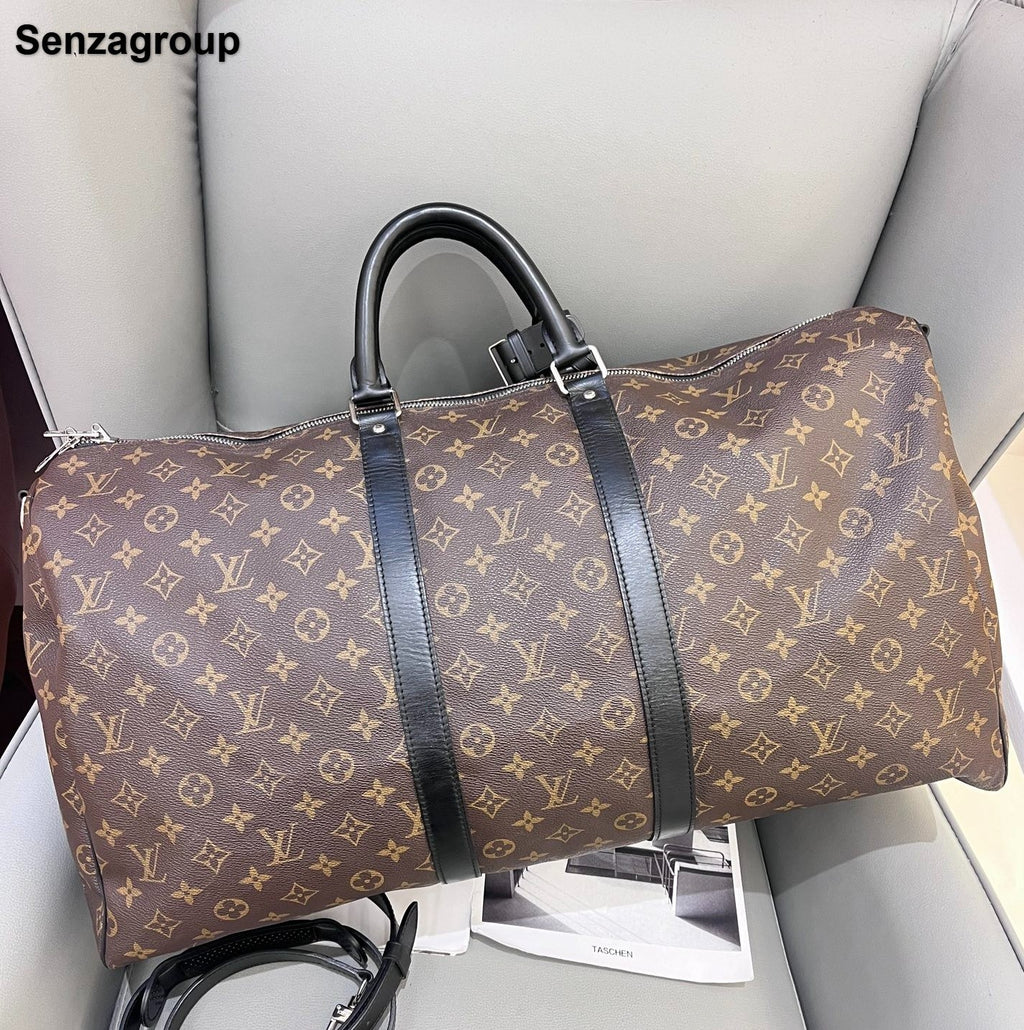 Louis Vuitton Keepall45 Monogram Top Handle Shoulder Bag Brown Silver Unisex