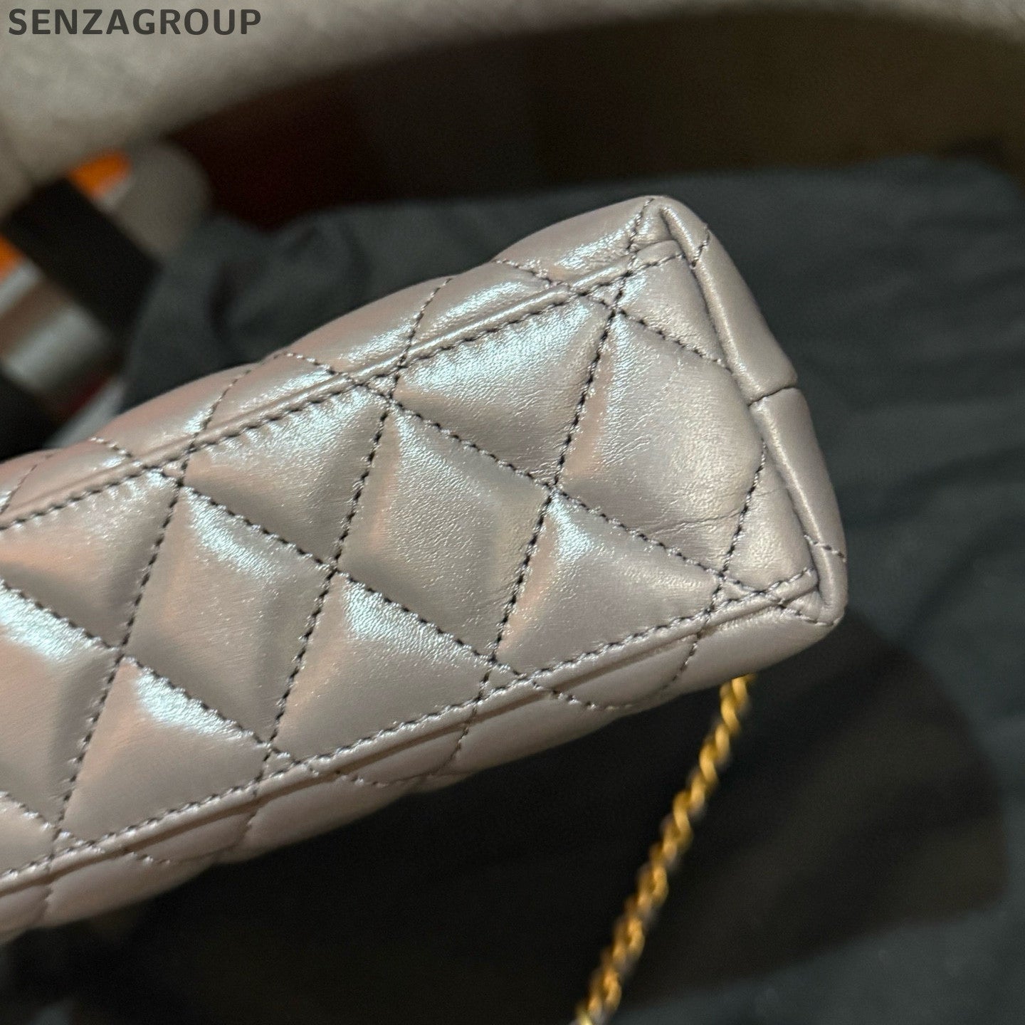 Chanel Kelly Large Grey Gold Chain Shoulder Bag Women's Fashion