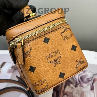 MCM Box Handbag Brown Gold Hardware Women's Classic Crossbody Bag