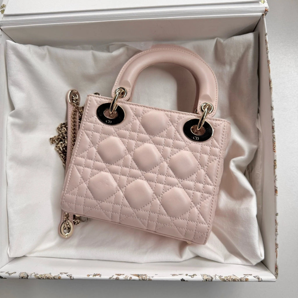 Dior Lady Dior Pink Top Handle Excellent
