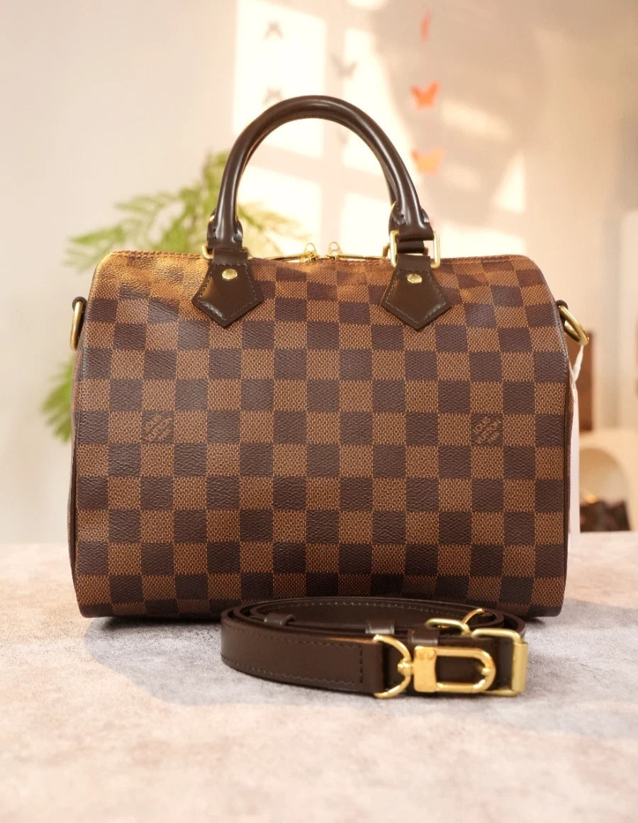 Louis Vuitton Speedy25 Damier Brown Shoulder Bag Top Handle Bag Excellent