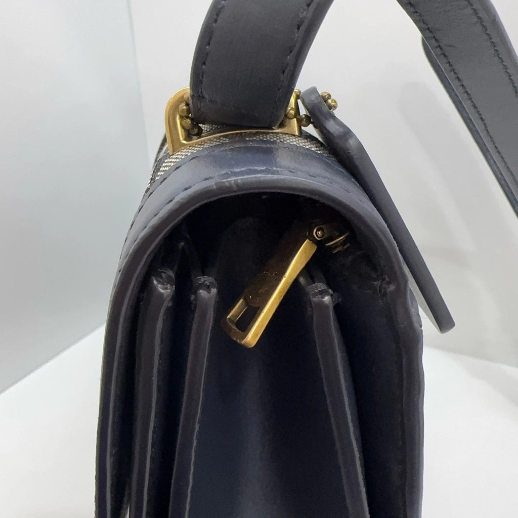 COACH Alie 23 Canvas Leather Monogram Shoulder Crossbody Bag Women Navy