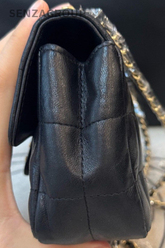 Chanel Lambskin Mini Chain Shoulder Bag Crossbody Black Gold Women Classic