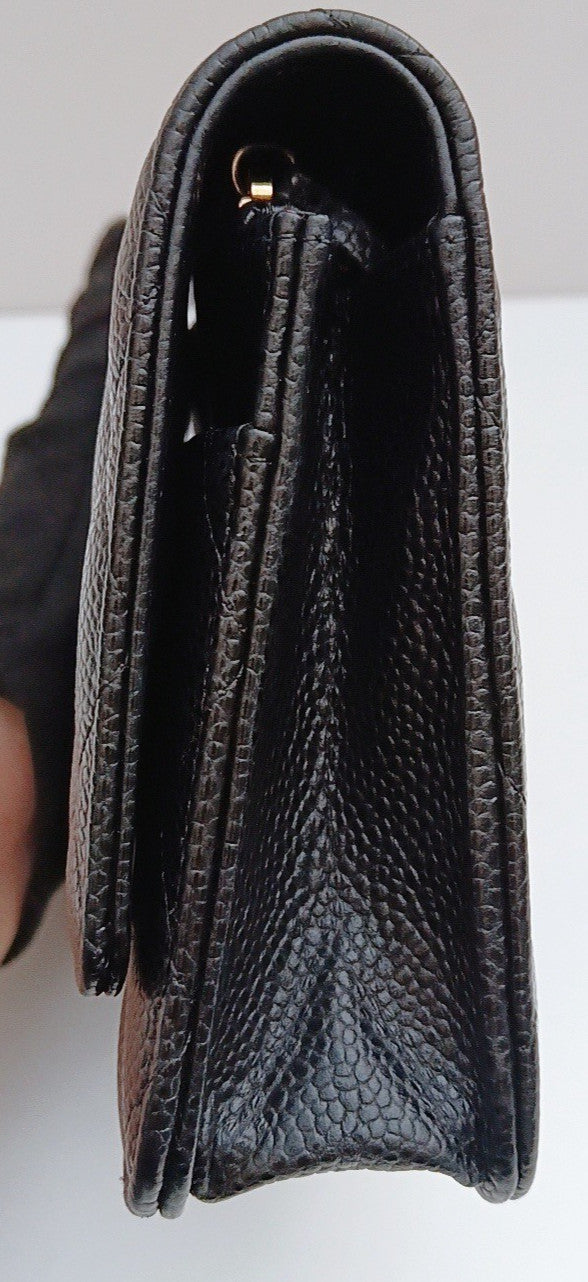 Chanel WOC Chain Shoulder Bag Crossbody Gold Black Used Women Diamond Classic