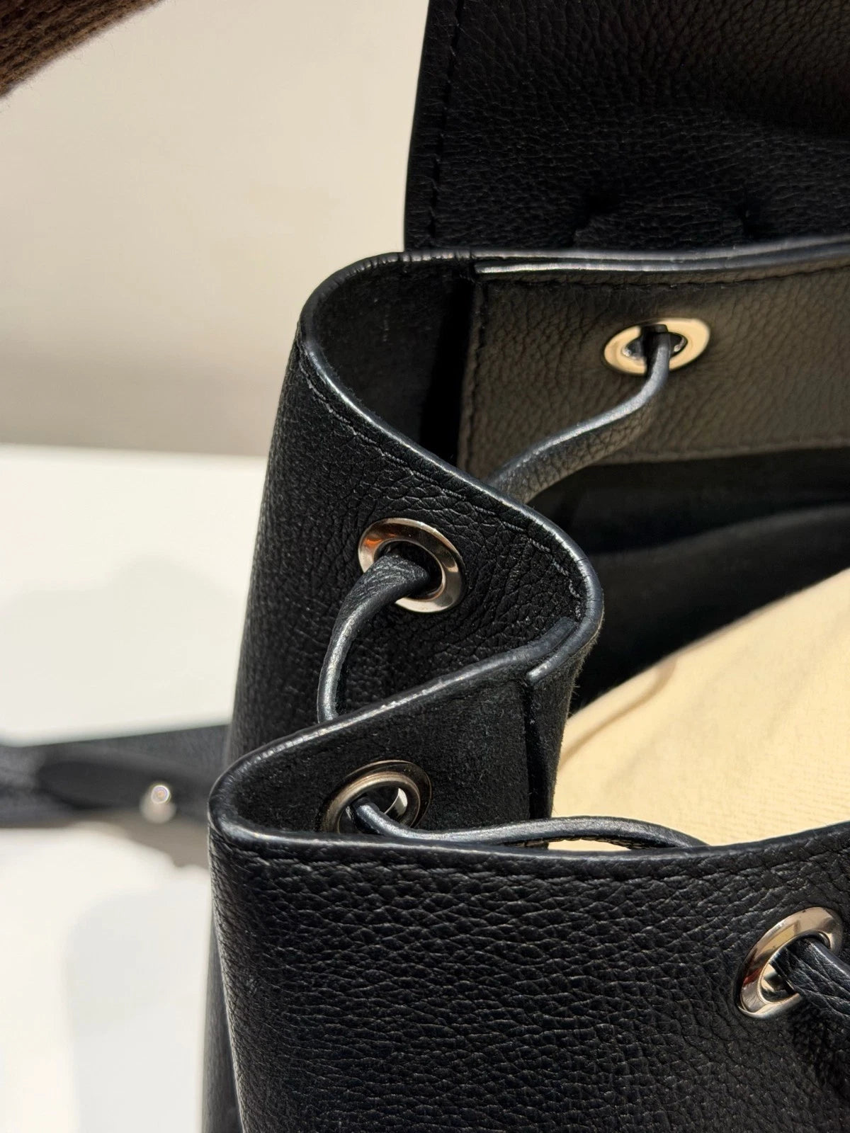 Louis Vuitton Lock Me Backpack Black Silver Used Women Classic