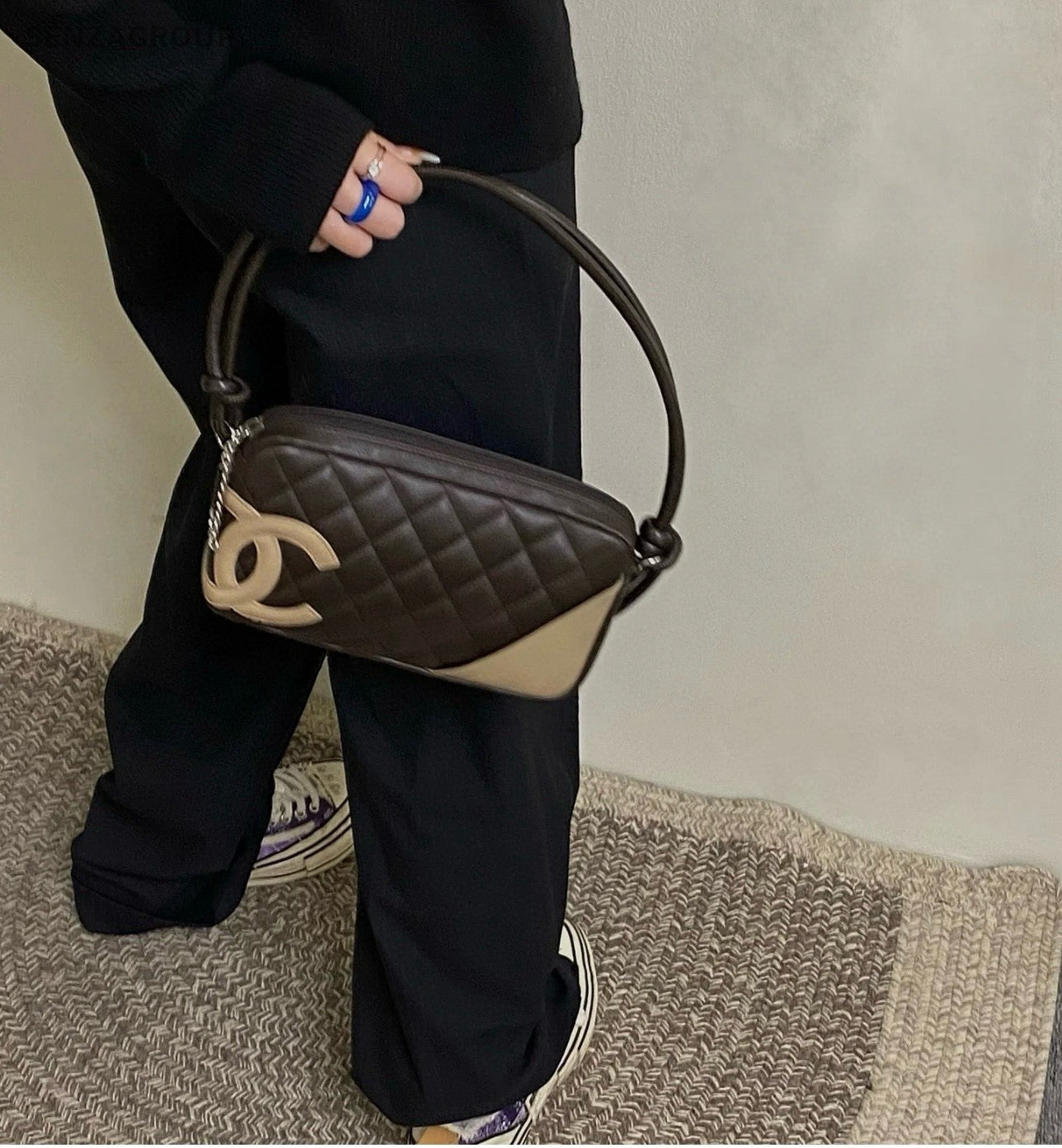 Chanel Cambon diamond quilted Underarm Shoulder Bag Classic Black Women