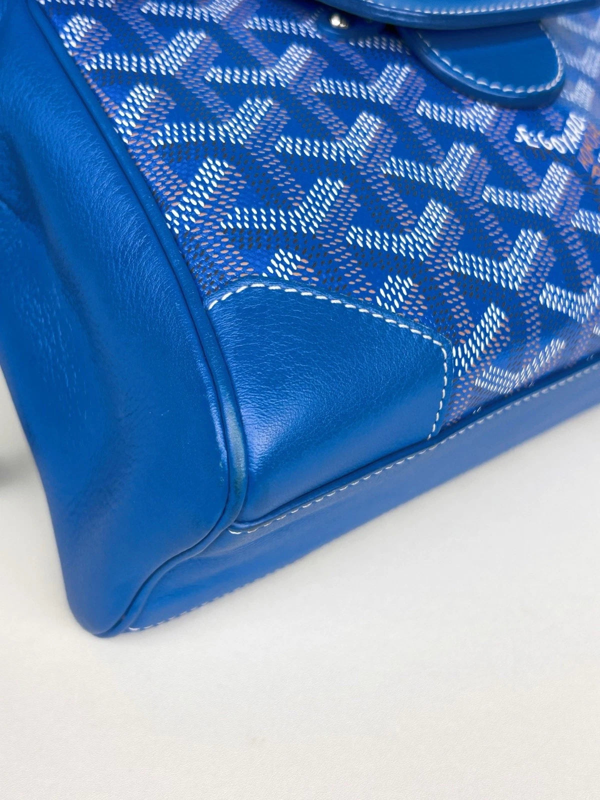 Goyard Saigon Monogram Blue Top Handle Bag Shoulder Bag Crossbody Bag Excellent