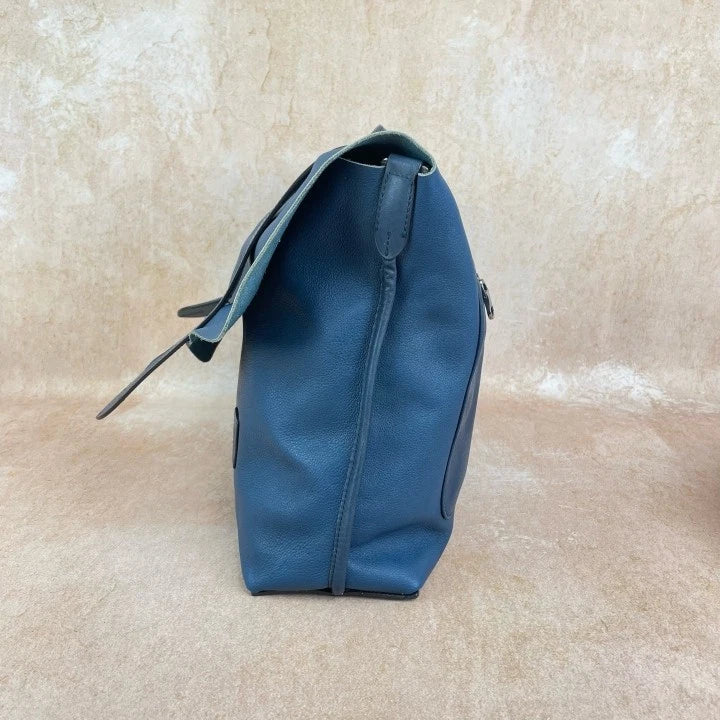 Loewe Blue Calfskin Flap Messenger Box Handbag For Women
