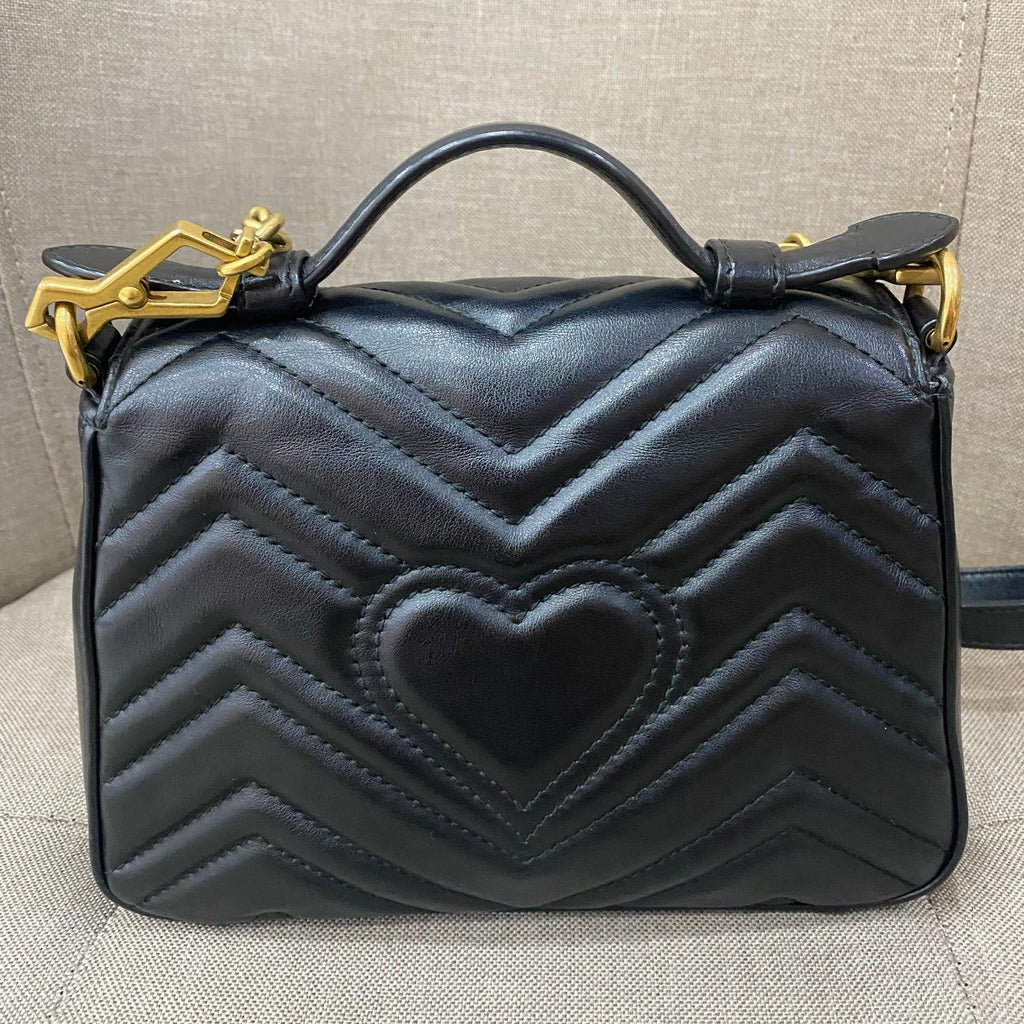 Gucci Marmont Small Messenger Bag Black Gold Chain Crossbody Classic