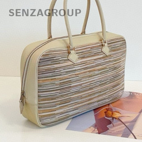Hermes Plume Beige Top Handle Bag Used Women Classic Designer