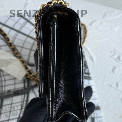 Chanel 24A Quilted Black Gold WOC Chain Shoulder Bag