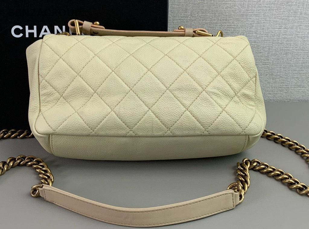 Chanel Classic Flap Ivory white Chain Shoulder bag Women Classic