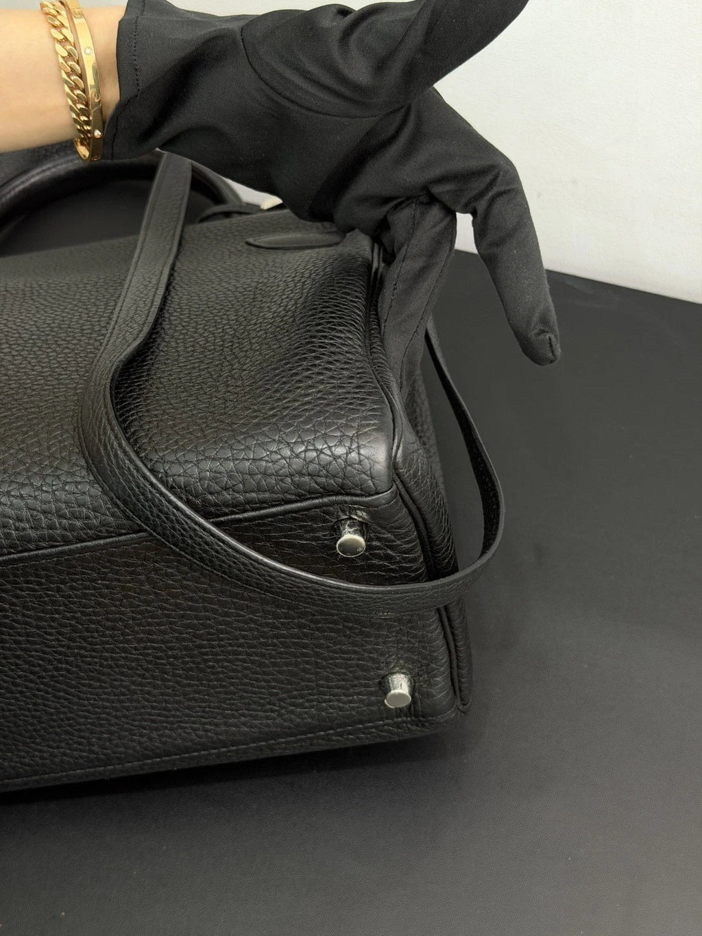 Authentic Hermes Kelly 32 Togo Tote Top Handle Crossbody Bag Black SHD