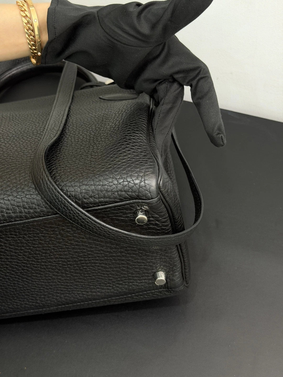 Authentic Hermes Kelly 32 Togo Tote Top Handle Crossbody Bag Black SHD