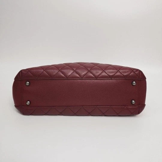 CHANEL Red Leather Tote Chain Shoulder Bag For Women