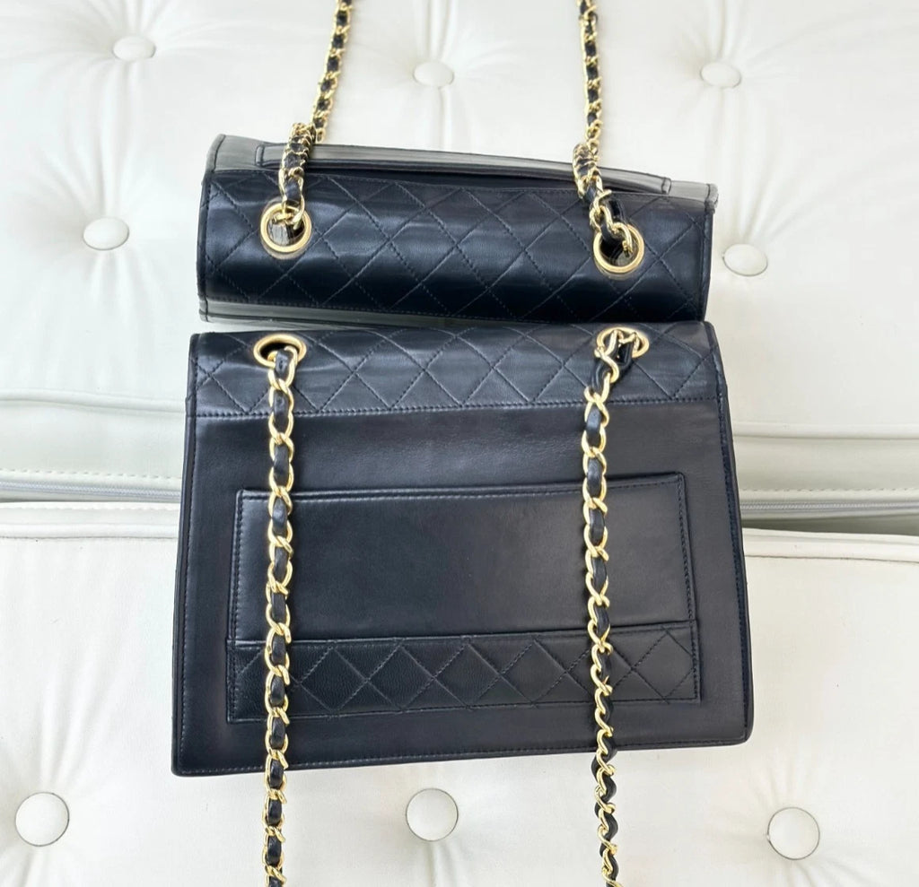Chanel Classic Flap Vintage Lambskin Shoulder Bag Gold Hardware Women S